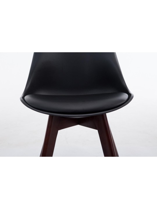 Chaise visiteur Borneo V2 noyer simili cuir, noir