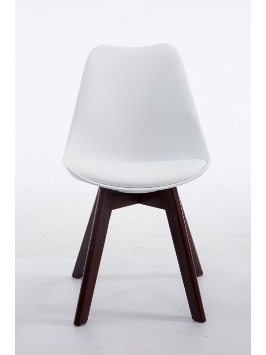 Chaise visiteur Borneo V2 noyer simili cuir, blanc