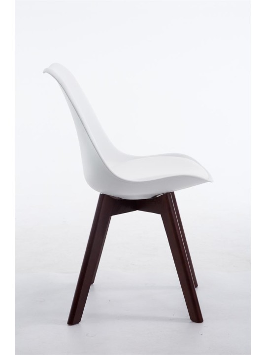 Chaise visiteur Borneo V2 noyer simili cuir, blanc