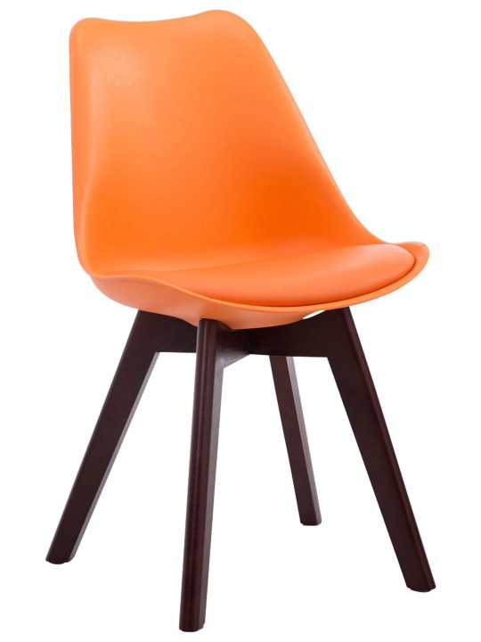 Chaise visiteur Borneo V2 noyer simili cuir, orange