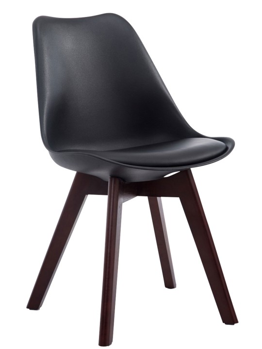 Chaise visiteur Borneo V2 noyer simili cuir, noir