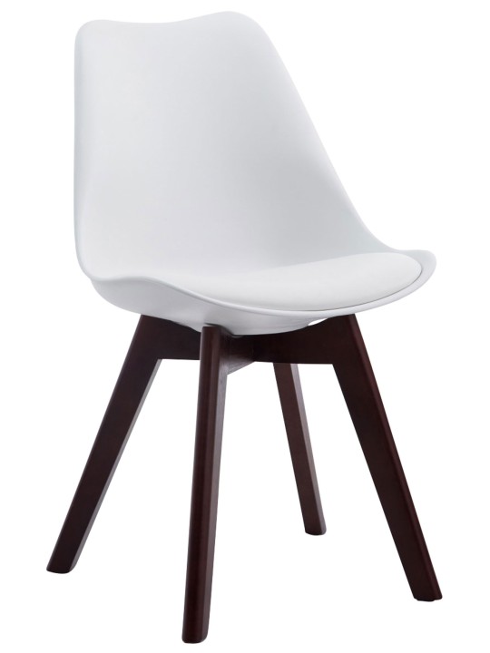 Chaise visiteur Borneo V2 noyer simili cuir, blanc