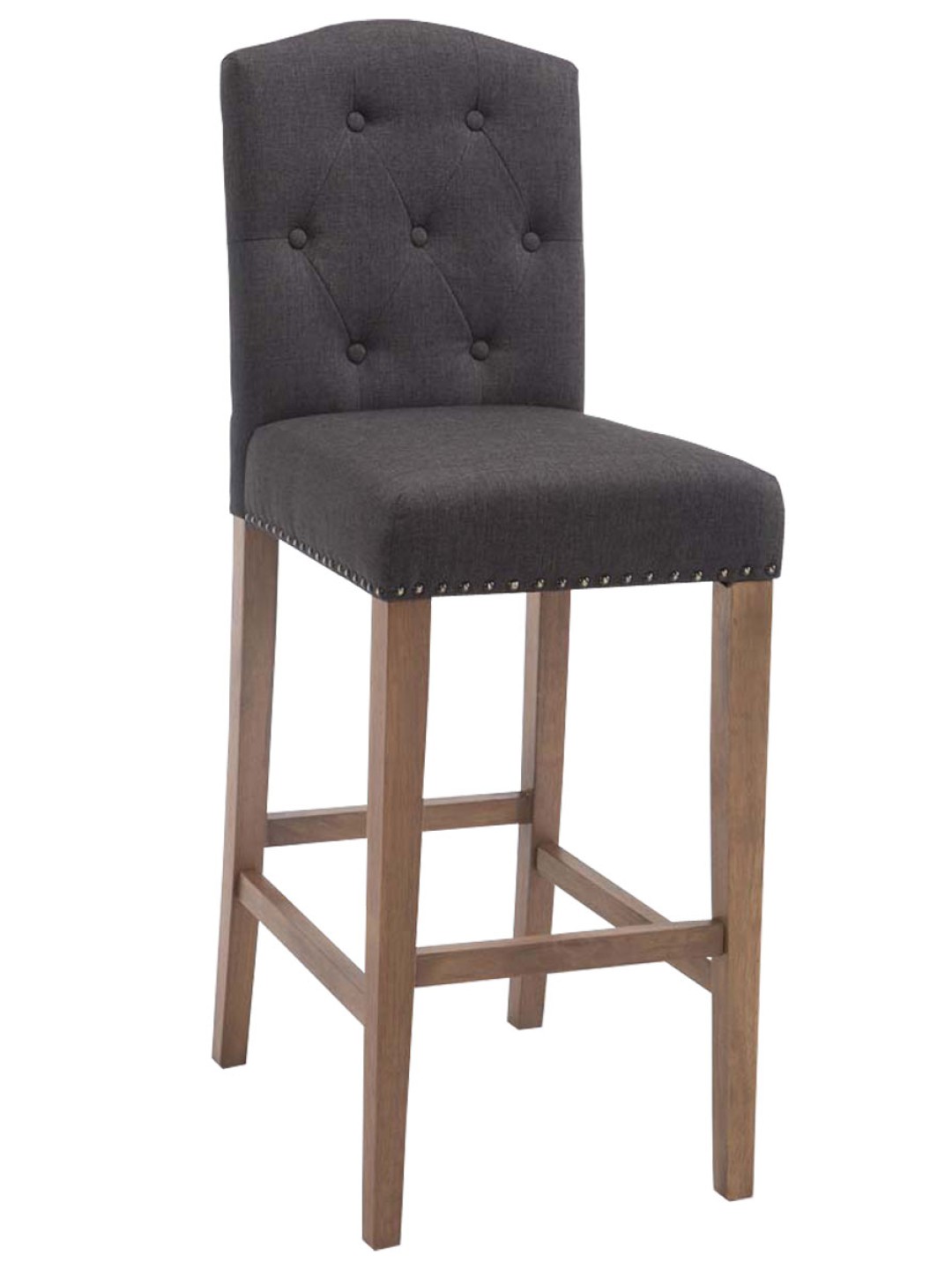 Tabouret de bar Louise tissu antique-clair, gris foncé