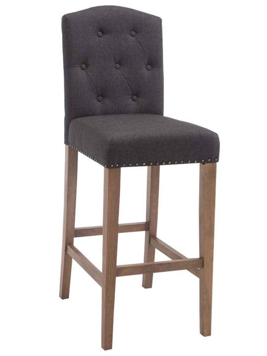 Tabouret de bar Louise tissu antique-clair, gris foncé