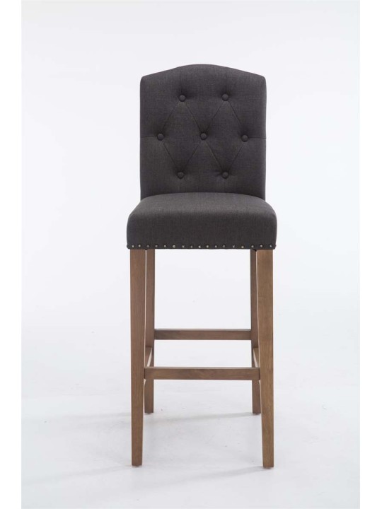 Tabouret de bar Louise tissu antique-clair, gris foncé