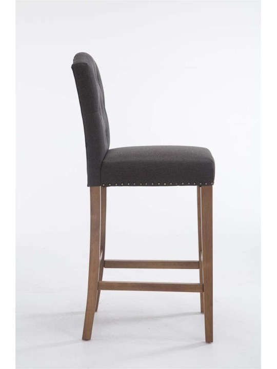 Tabouret de bar Louise tissu antique-clair, gris foncé