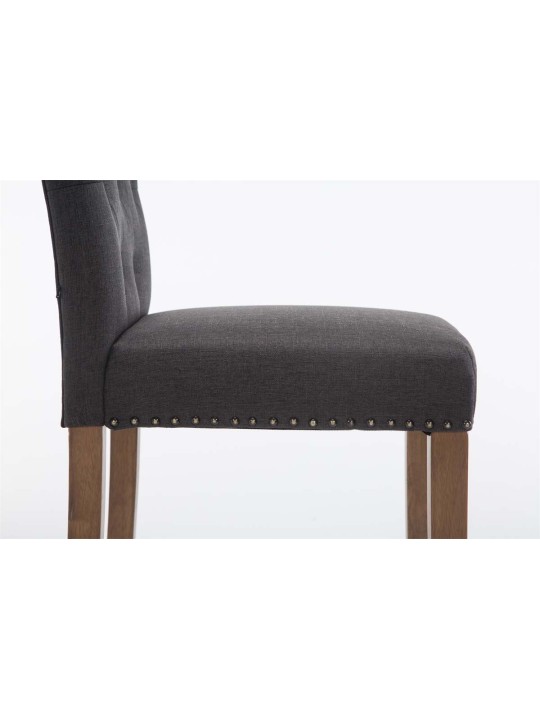 Tabouret de bar Louise tissu antique-clair, gris foncé