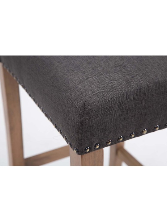 Tabouret de bar Louise tissu antique-clair, gris foncé