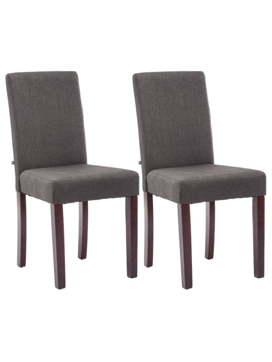 Lot de 2 chaises de salle à manger Ina tissu cappuccino, gris foncé