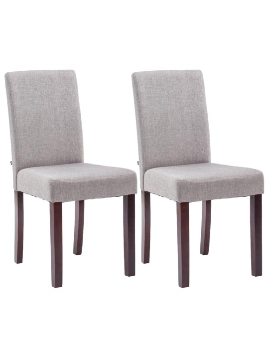 Lot de 2 chaises de salle à manger Ina tissu cappuccino, gris clair