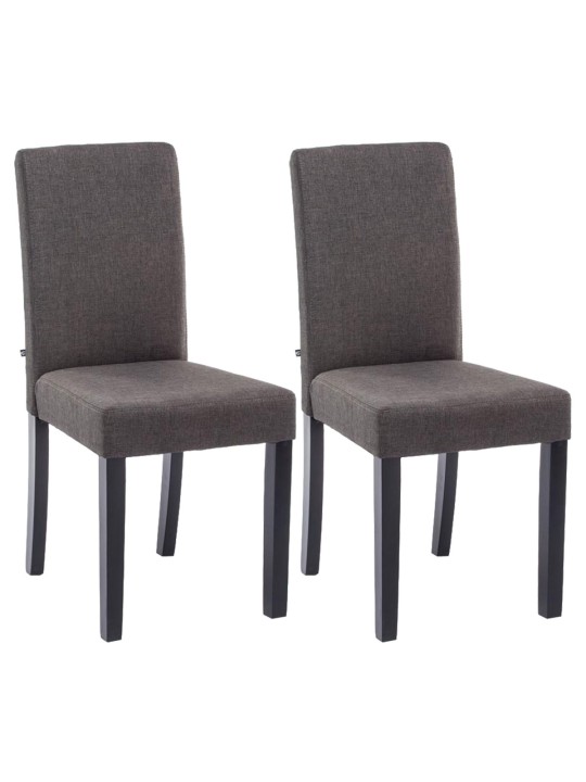 Lot de 2 chaises de salle à manger Ina tissu, gris foncé