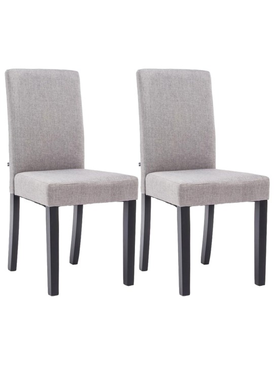 Lot de 2 chaises de salle à manger Ina tissu, gris clair