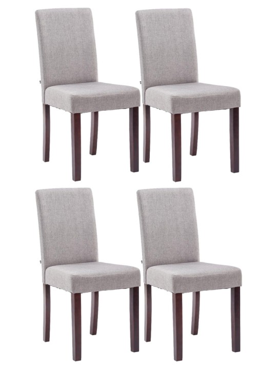 Lot de 4 chaises de salle à manger Ina tissu cappuccino, gris clair