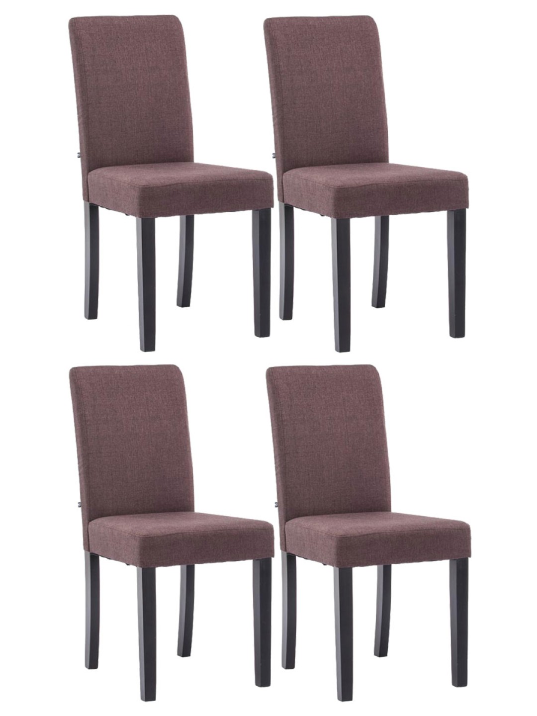 Lot de 4 chaises de salle à manger Ina tissu, brun