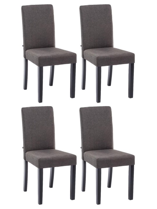 Lot de 4 chaises de salle à manger Ina tissu, gris foncé