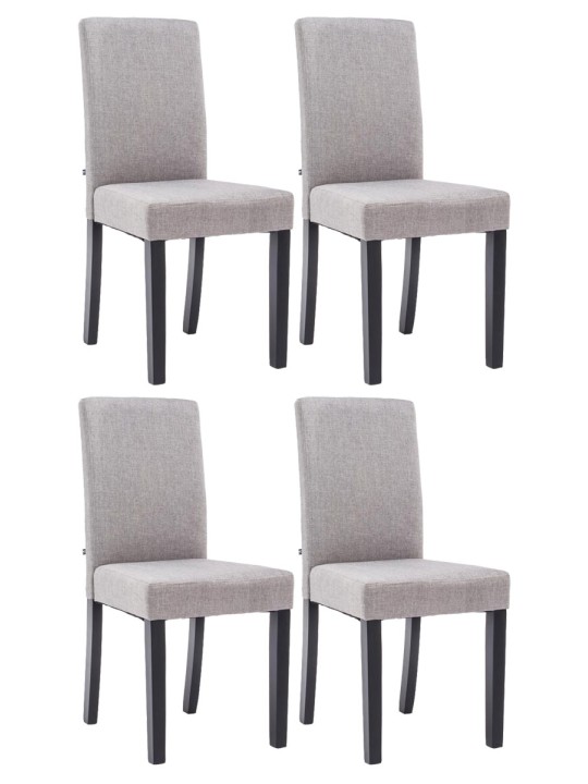 Lot de 4 chaises de salle à manger Ina tissu, gris clair