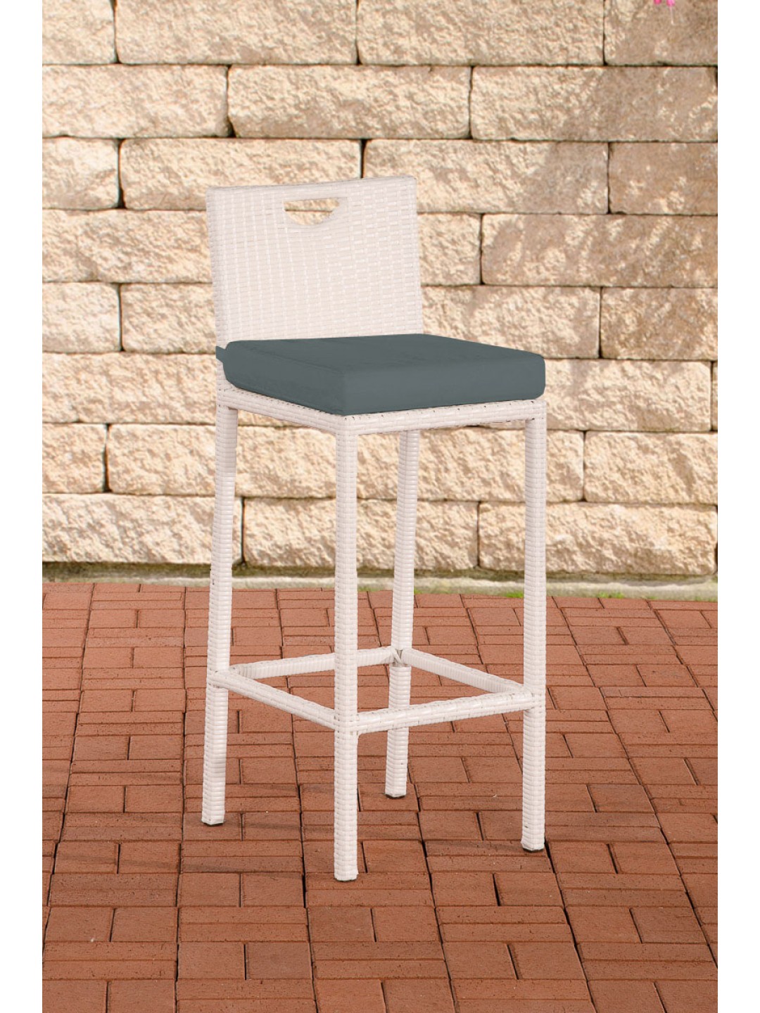 Tabouret de bar Mari gris fer, blanc