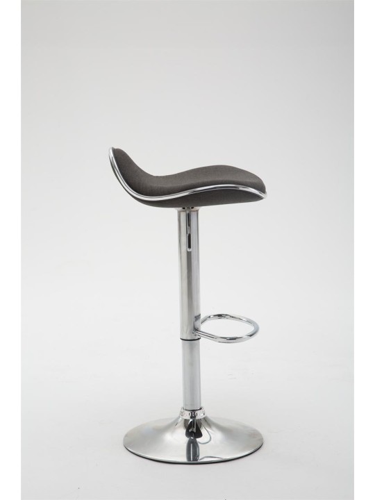 Tabouret de bar Shanghai tissu chrome, gris foncé