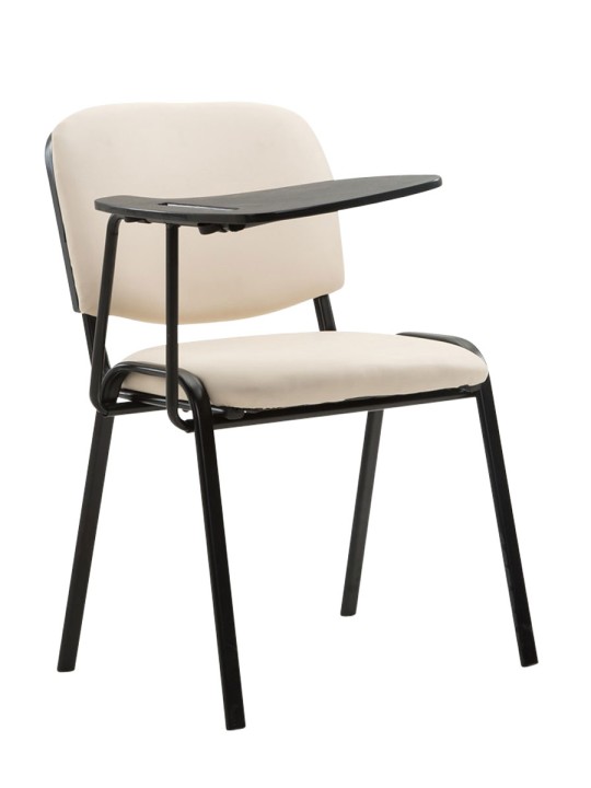 Chaise Ken avec table pliante simili cuir, crème