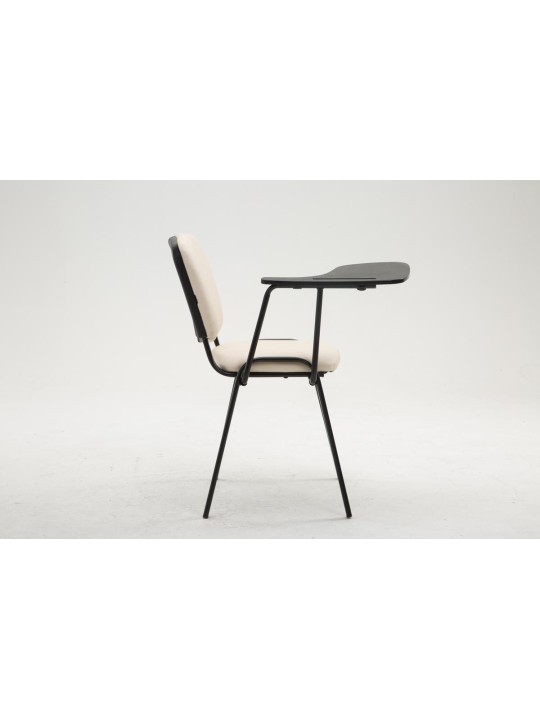 Chaise Ken avec table pliante simili cuir, crème