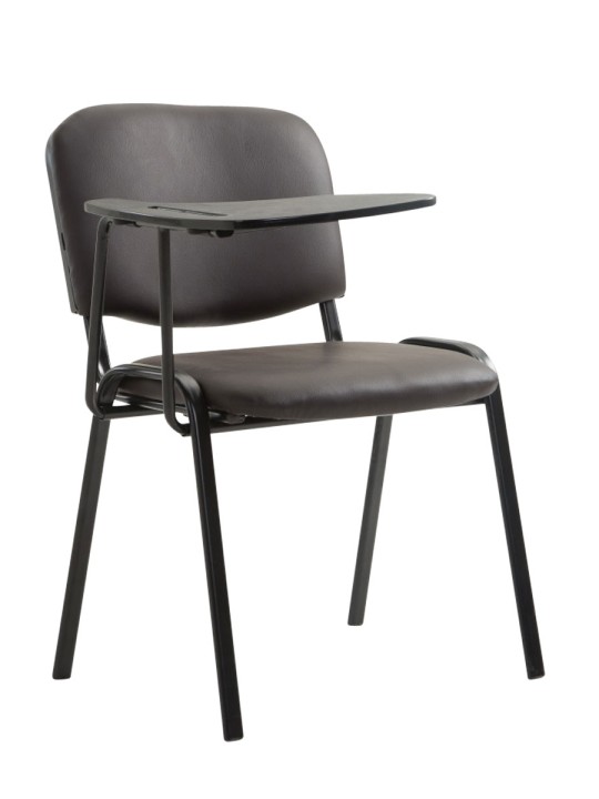 Chaise Ken avec table pliante simili cuir, brun