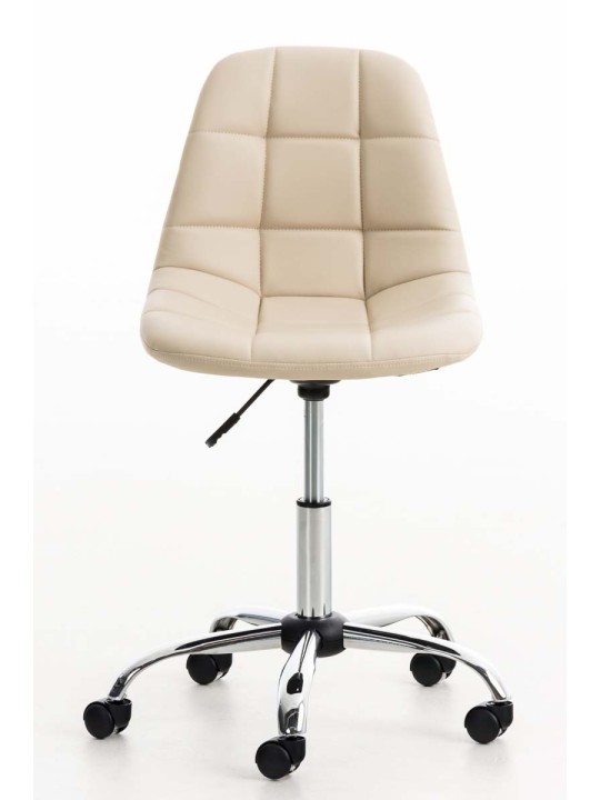Chaise de bureau en simili cuir Emil, crème
