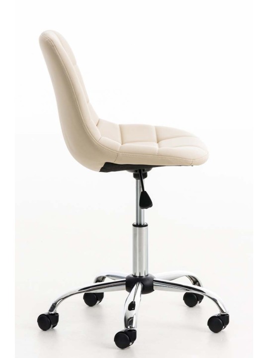 Chaise de bureau en simili cuir Emil, crème