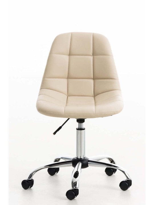Chaise de bureau en simili cuir Emil, crème