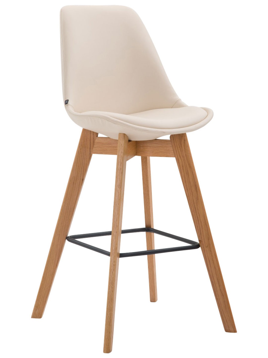 Tabouret de bar Metz simili cuir Natura, crème