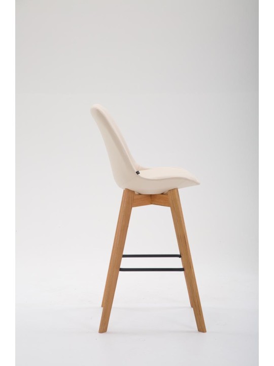 Tabouret de bar Metz simili cuir Natura, crème