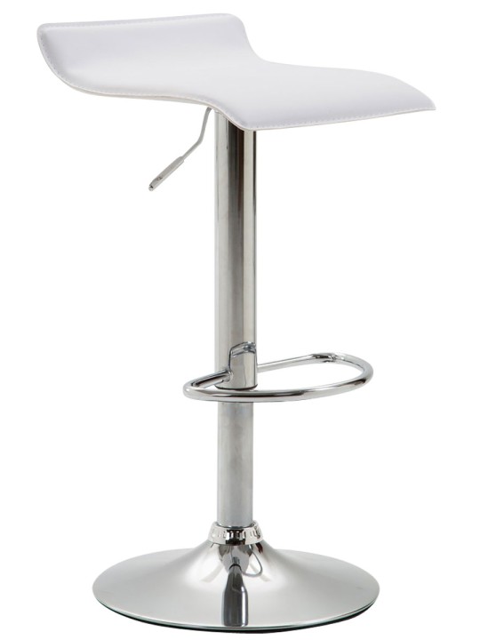 Tabouret de bar Dyn V2 simili cuir chromé, blanc
