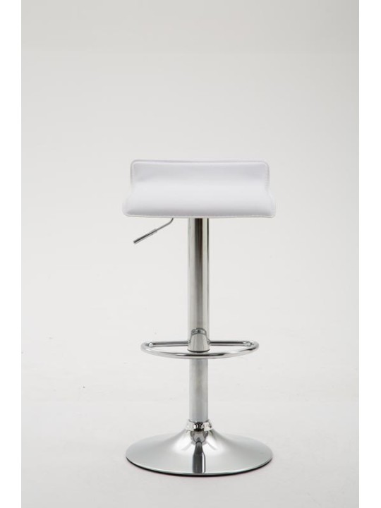 Tabouret de bar Dyn V2 simili cuir chromé, blanc