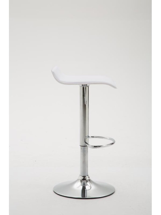 Tabouret de bar Dyn V2 simili cuir chromé, blanc