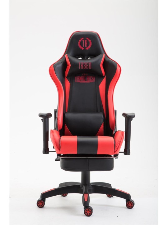 Chaise de bureau Boavista simili cuir avec repose-pieds, noir/rouge Chaise de bureau Boavista simili cuir avec repose-pieds, noir/rouge