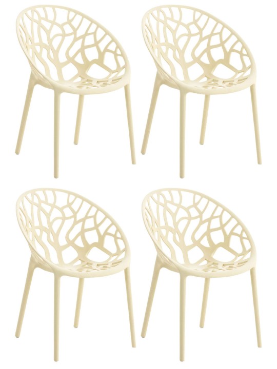 Ensemble de 4 chaises Hope, crème