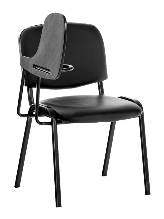 Chaise Ken avec table pliante simili cuir, noir