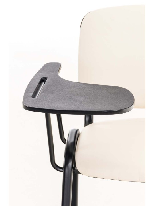 Chaise Ken avec table pliante simili cuir, crème