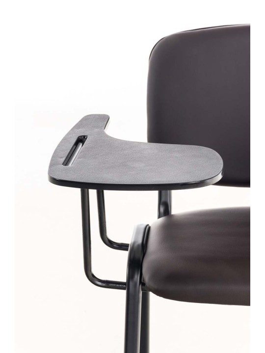 Chaise Ken avec table pliante simili cuir, brun