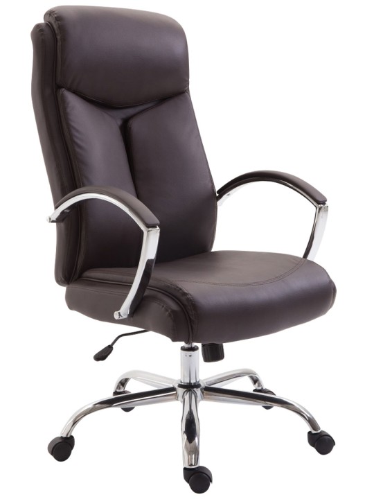 Chaise de bureau Vaud simili cuir, brun