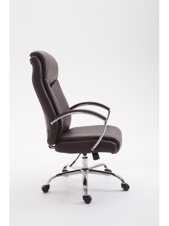 Chaise de bureau Vaud simili cuir, brun