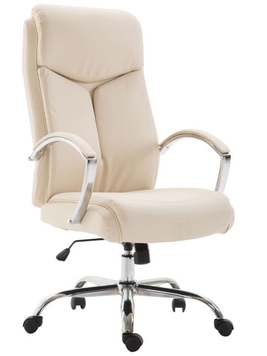 Chaise de bureau Vaud simili cuir, crème