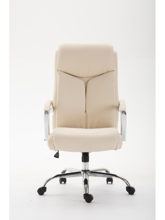 Chaise de bureau Vaud simili cuir, crème