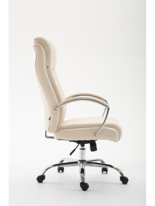 Chaise de bureau Vaud simili cuir, crème
