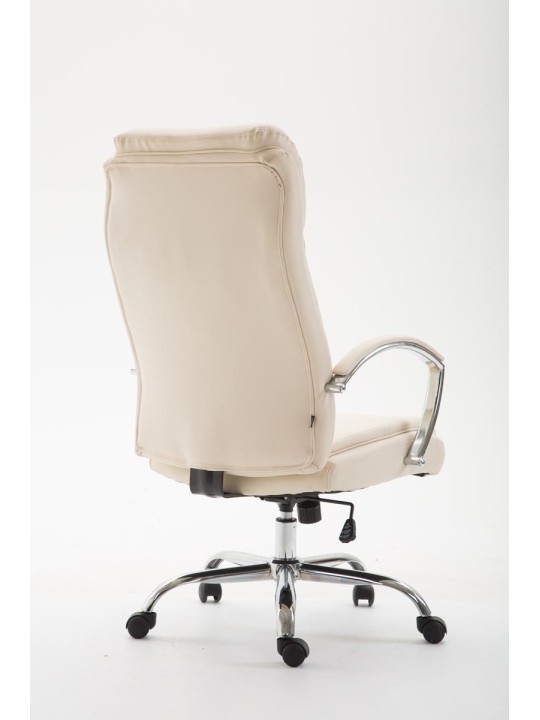 Chaise de bureau Vaud simili cuir, crème