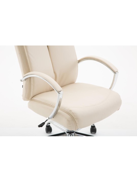 Chaise de bureau Vaud simili cuir, crème