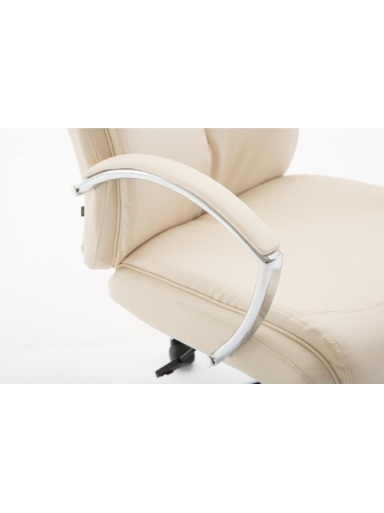 Chaise de bureau Vaud simili cuir, crème