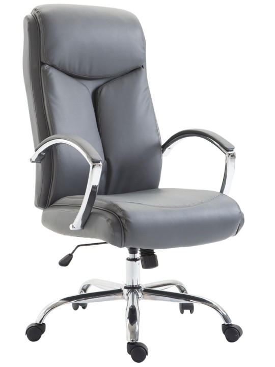Chaise de bureau Vaud simili cuir, gris