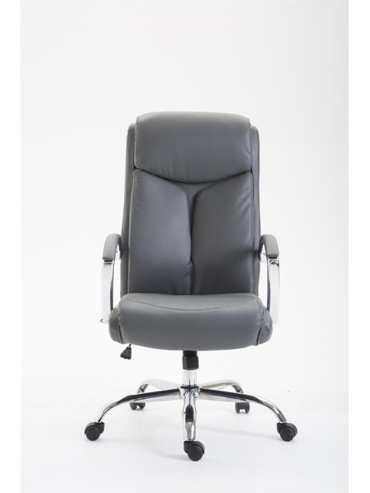 Chaise de bureau Vaud simili cuir, gris
