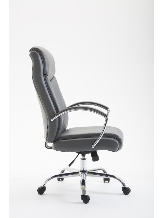 Chaise de bureau Vaud simili cuir, gris