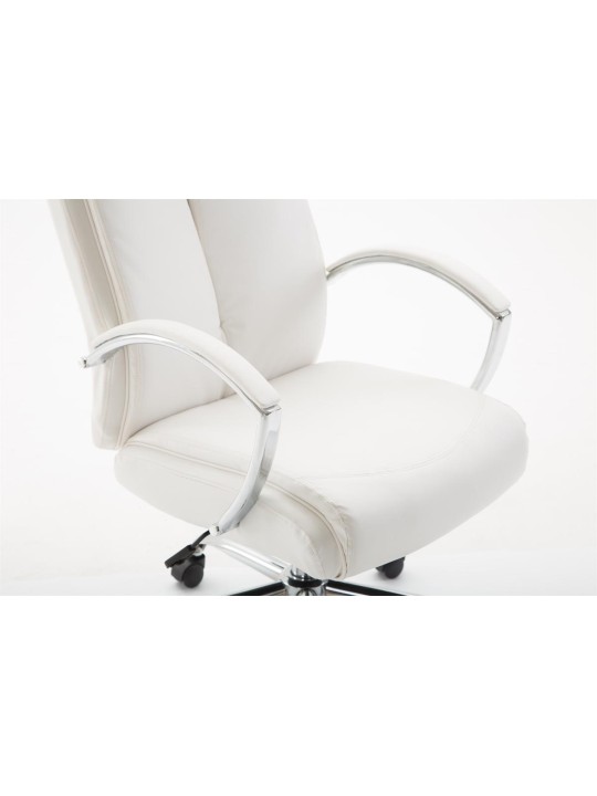 Chaise de bureau Vaud simili cuir, blanc